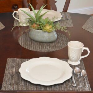Dark Brown & Blue Wipe-Clean Table Linen Collection