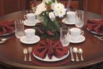 Sweet Pea Linens - Burgundy Wine Pintucked Napkin Ring (SKU#: R-1030-K1) - Table Setting