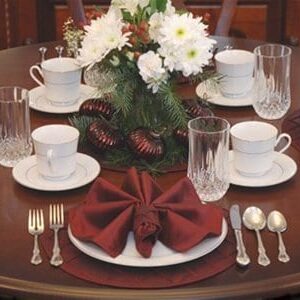 Sweet Pea Linens - Burgundy Wine Pintucked Napkin Ring (SKU#: R-1030-K1) - Table Setting