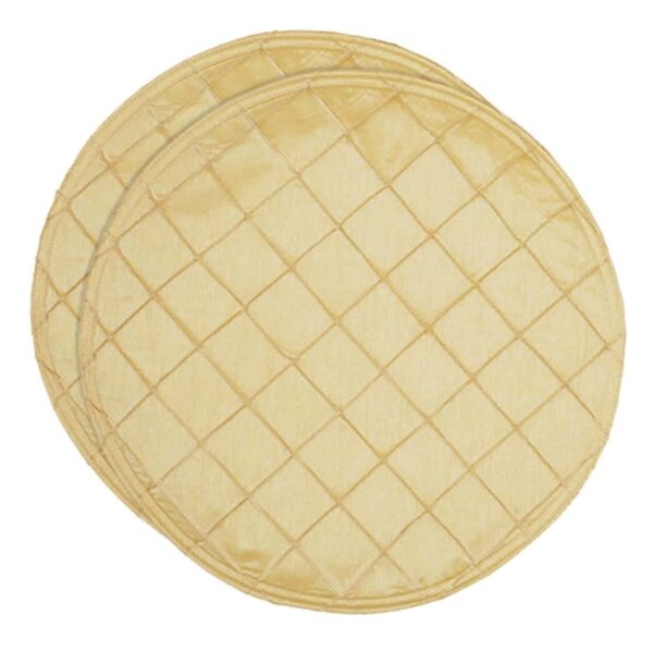 Sweet Pea Linens - Gold Pintucked Charger-Center Round Placemat (SKU#: R-1015-K2) - Main Product Image