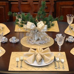 Sweet Pea Linens - Gold Pintucked Napkin Ring (SKU#: R-1030-K2) - Table Setting