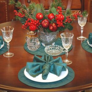 Sweet Pea Linens - Forest Green Pintucked Napkin Ring (SKU#: R-1030-K3) - Table Setting