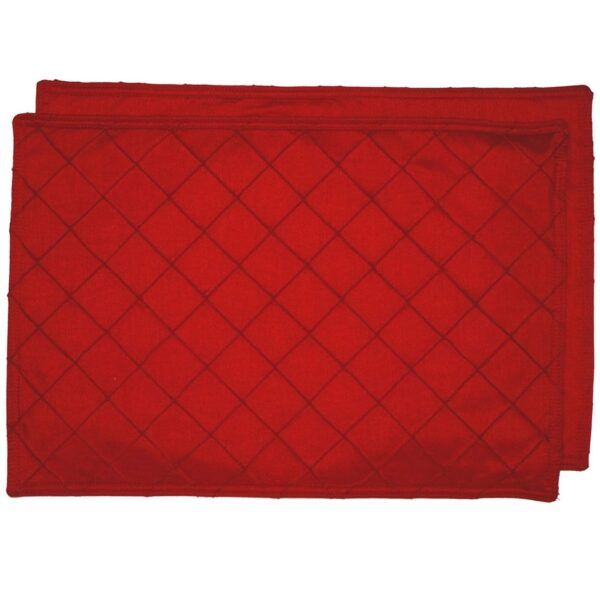 Sweet Pea Linens - Red Pintucked Rectangle Placemat (SKU#: R-1002-K4) - Main Product Image