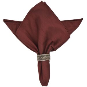 Sweet Pea Linens - Burgundy Silky Dupioni   Rolled Hem Cloth Napkin (SKU#: R-1010-K5) - Main Product Image