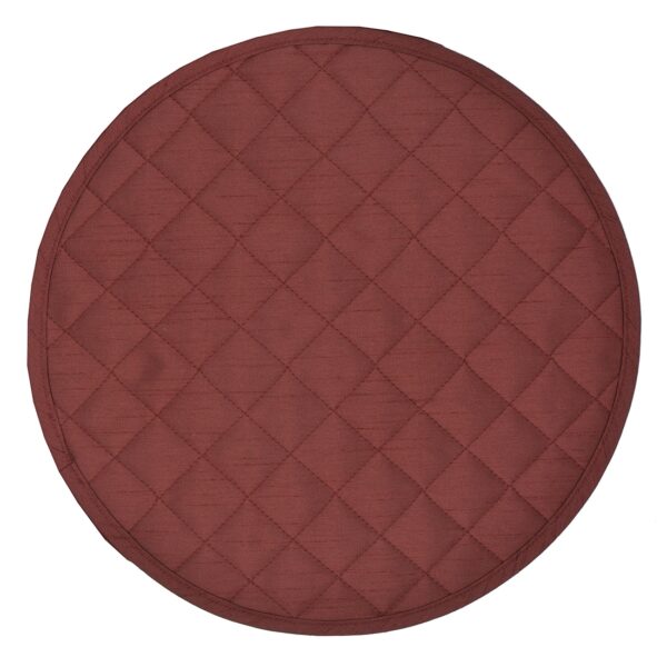 R-1015-K5-1 Sweet Pea Linens - Quilted Burgundy Silky Dupioni Charger-Center Round Placemat (SKU#: R-1015-K5) - Main Product Image