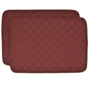 Sweet Pea Linens - Quilted Burgundy Silky Dupioni Rectangle Placemats - Set of Two (SKU#: RS2-1001-K5) - Main Product Image