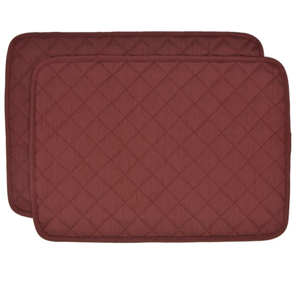 Sweet Pea Linens - Quilted Burgundy Silky Dupioni Rectangle Placemats - Set of Two (SKU#: RS2-1001-K5) - Main Product Image