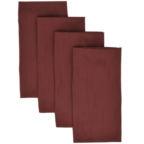 RS4-1010-K5-1 Sweet Pea Linens - Burgundy Silky Dupioni Rolled Hem Cloth Napkins - Set of Four (SKU#: RS4-1010-K5) - Main Product Image