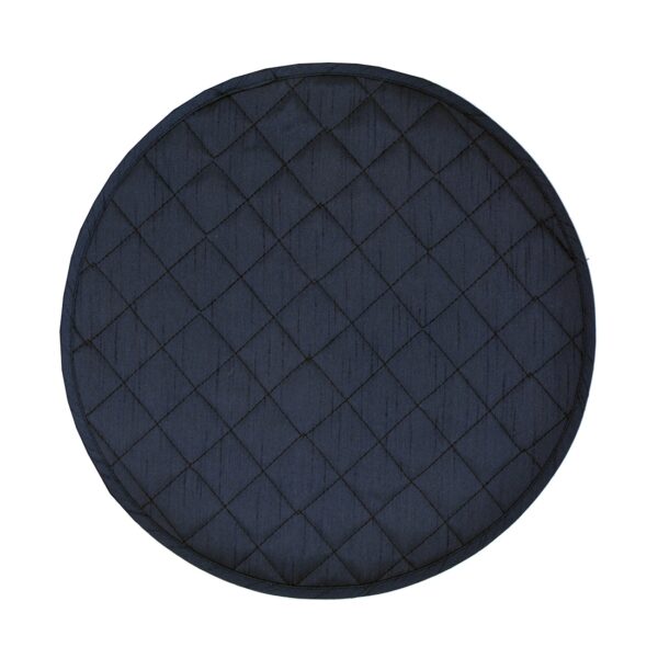 R-1015-K6-1 Sweet Pea Linens - Quilted Navy Blue Silky Dupioni Charger-Center Round Placemat (SKU#: R-1015-K6) - Main Product Image
