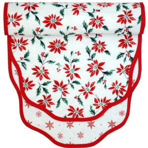 Sweet Pea Linens - Poinsettia & Snowflake Holiday Print 60 inch Table Runner (SKU#: R-1021-K8) - Main Product Image