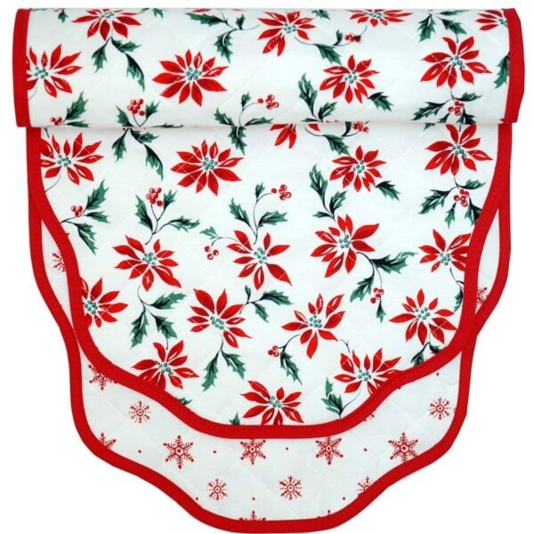 Sweet Pea Linens - Poinsettia & Snowflake Holiday Print 60 inch Table Runner (SKU#: R-1021-K8) - Main Product Image