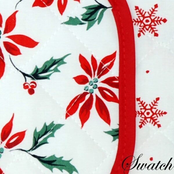 Sweet Pea Linens - Poinsettia & Snowflake Holiday Print 60 inch Table Runner (SKU#: R-1021-K8) - Swatch
