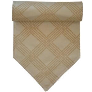 Sweet Pea Linens - Tan Lattice Jacquard 72 inch Table Runner (SKU#: R-1024-L21) - Main Product Image