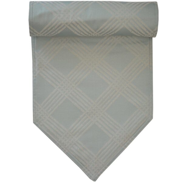 R-1024-L23-1 Sweet Pea Linens - Light Blue/Green Lattice Jacquard 72 inch Table Runner (SKU#: R-1024-L23) - Main Product Image