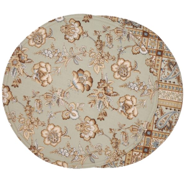 R-1015-P3-1 Sweet Pea Linens - Soft Green Jacobean Floral Print Charger-Center Round Placemat (SKU#: R-1015-P3) - Main Product Image