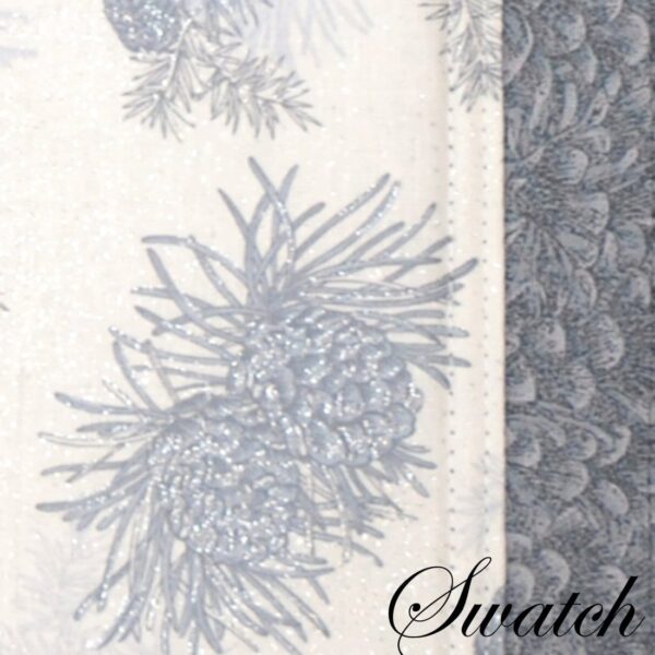 Sweet Pea Linens - Silver & Grey Pinecones 54 inch Square Table Cloth (SKU#: R-1008-P4) - Swatch