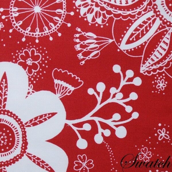 Sweet Pea Linens - Red Floral & Vine Print 54 inch Square Table Cloth (SKU#: R-1008-P5) - Swatch