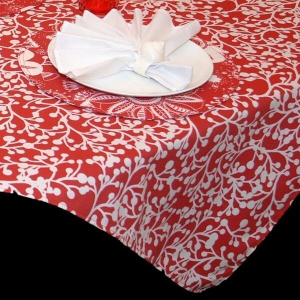 R-1008-P50-1 Sweet Pea Linens - Red Vine Print 54 inch Square Table Cloth (SKU#: R-1008-P50) - Main Product Image