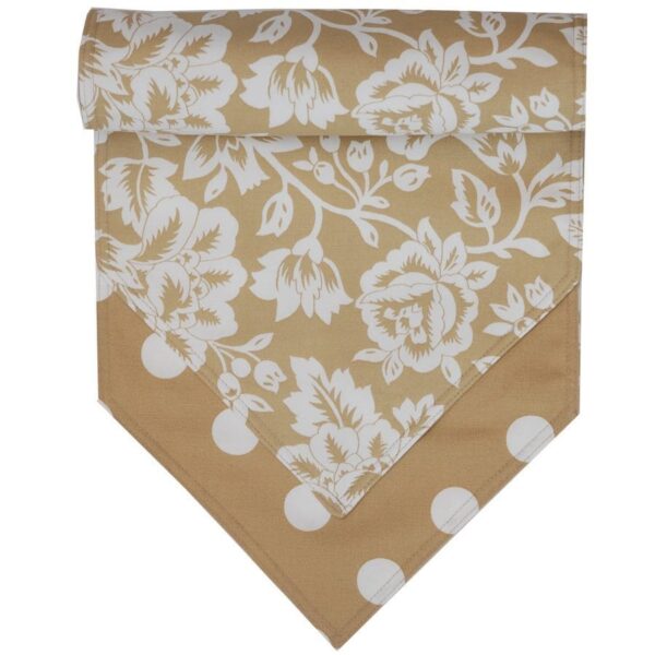 R-1020-P6-1 Sweet Pea Linens - Tan Floral Print & Dot 54 inch Table Runner (SKU#: R-1020-P6) - Main Product Image