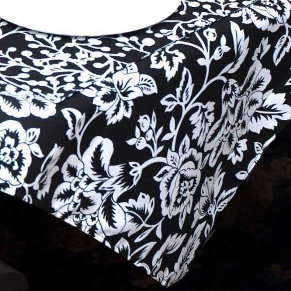 R-1008-P7-1 Sweet Pea Linens - Black Floral & Vine Print 54 inch Square Table Cloth (SKU#: R-1008-P7) - Main Product Image