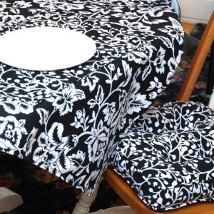 Black Floral & Vine Outdoor Fabric Table Linen Collection