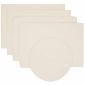 Ivory Leaf Jacquard Rectangle Placemats - Set of Four plus Center Round-Charger (Final Sale)