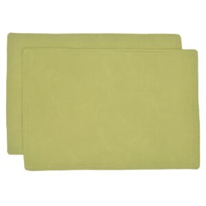 Lime Green Leaf Jacquard Rectangle Placemats - Set of Two (Final Sale)