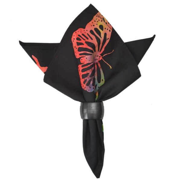 RS4-1010-Q26-1 Sweet Pea Linens - Black Butterfly Batik Cloth Napkins - Set of Four (SKU#: RS4-1010-Q26) - Main Product Image