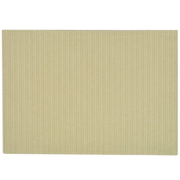 R-1002-R4-1 Sweet Pea Linens - Green & Tan Canvas Striped Rectangle Placemat (SKU#: R-1002-R4) - Main Product Image