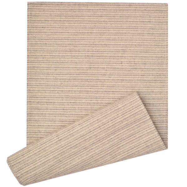 R-1023-R7-1 Sweet Pea Linens - Dark Brown & Tan Canvas Striped 70 Inch Table Runner (SKU#: R-1023-R7) - Main Product Image