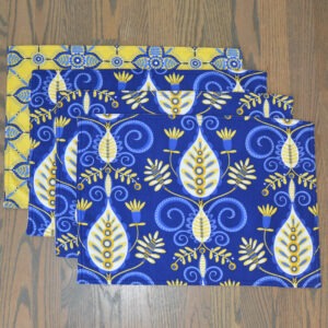 (Sample Sale) Blue and Yellow Abstract Rectangle Placemats (Final Sale)