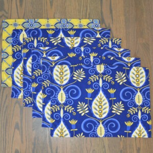 (Sample Sale) Blue and Yellow Abstract Rectangle Placemats (Final Sale)