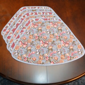 (Sample Sale)Blue/Mauve Fruit Print Wedge Placemats (Final Sale)