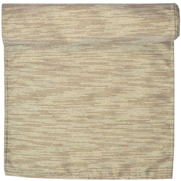Sweet Pea Linens - Gold & Cream Metallic Striped 72 inch Table Runner (SKU#: R-1024-U11) - Main Product Image