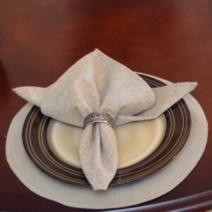 Sweet Pea Linens - Beige Crypton Twill Charger-Center Round Placemat (SKU#: R-1015-U6) - Table Setting