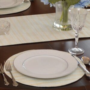Sweet Pea Linens - Pale Blue Check Textured Charger-Center Round Placemat (SKU#: R-1015-U7) - Table Setting