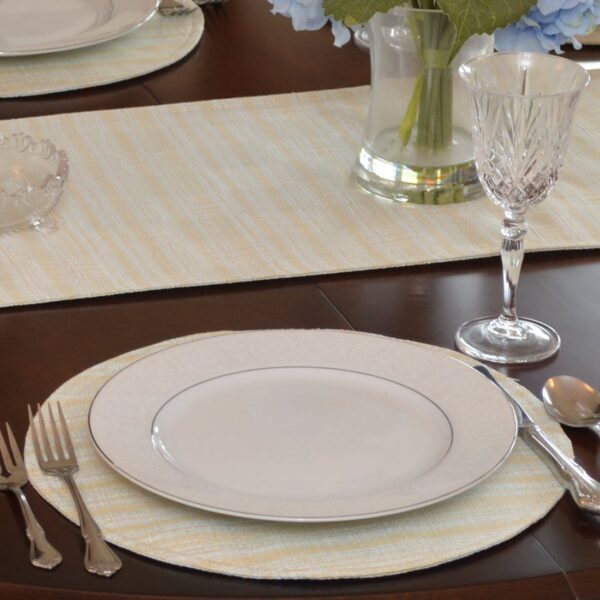 Sweet Pea Linens - Pale Blue Check Textured Charger-Center Round Placemat (SKU#: R-1015-U7) - Table Setting