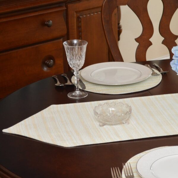 Sweet Pea Linens - Pale Blue Check Textured 54 inch Table Runner (SKU#: R-1020-U7) - Table Setting