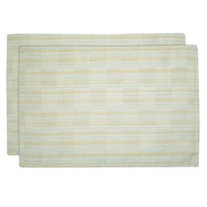 Sweet Pea Linens - Pale Blue Check Textured Rectangle Placemats - Set of Two (SKU#: RS2-1002-U7) - Main Product Image