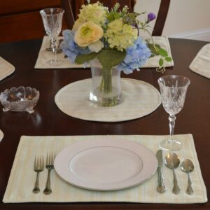 Sweet Pea Linens - Pale Blue Check Textured Rectangle Placemats - Set of Two (SKU#: RS2-1002-U7) - Table Setting