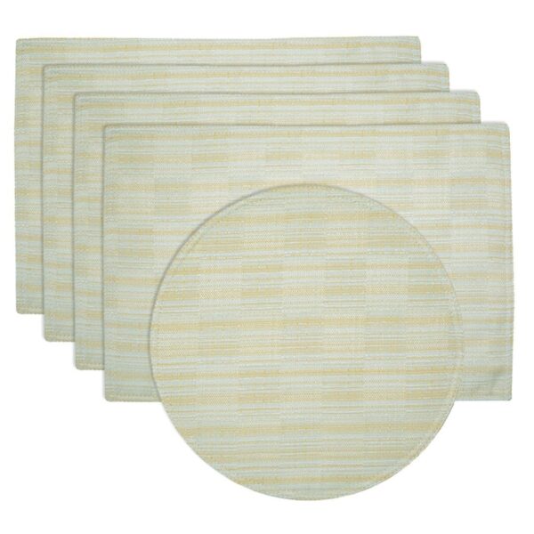 RS5-1002-U7-1 Sweet Pea Linens - Pale Blue Check Textured Rectangle Placemats - Set of Four plus Center Round-Charger (SKU#: RS5-1002-U7) - Main Product Image