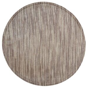 Sweet Pea Linens - Brown & Cream with Silver Metallic Striped Charger-Center Round Placemat (SKU#: R-1015-U9) - Main Product Image