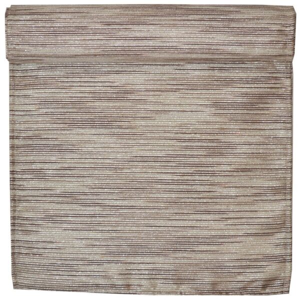 R-1022-U9-1 Sweet Pea Linens - Brown & Cream with Silver Metallic Striped 108 Inch Table Runner (SKU#: R-1022-U9) - Main Product Image