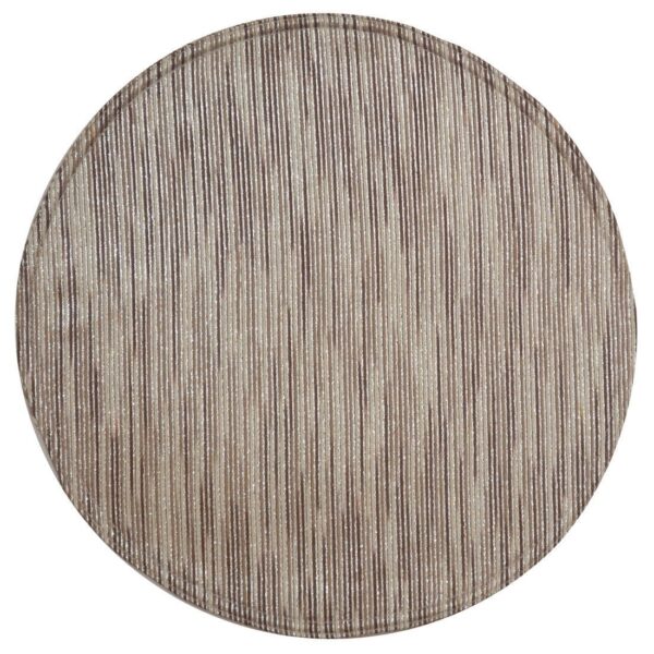RS2-1015-U9-1 Sweet Pea Linens - Brown & Cream with Silver Metallic Striped Charger-Center Round Placemats - Set of Two (SKU#: RS2-1015-U9) - Main Product Image