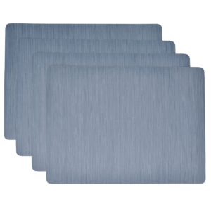 Blue Stripe Vinyl Wipe Clean Rectangle Placemats - Set of Four (Final Sale)