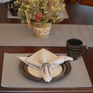 Sweet Pea Linens - Brown & Tan Dot Vinyl Wipe Clean 72 inch Table Runner (SKU#: R-1024-V2) - Table Setting