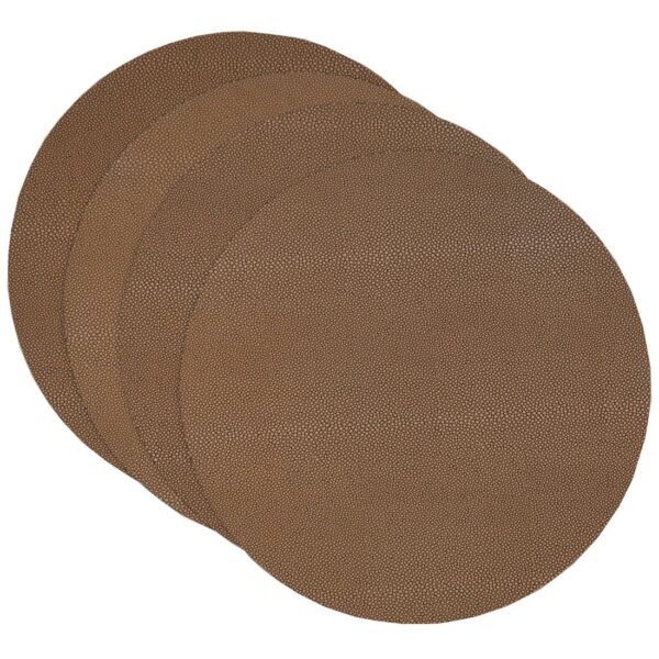 RS4-1015-V2-1 Sweet Pea Linens - Brown & Tan Dot Vinyl Wipe Clean Charger-Center Round Placemat - Set of Four (SKU#: RS4-1015-V2) - Main Product Image