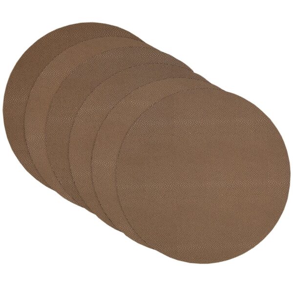 RS6-1015-V2-1 Sweet Pea Linens - Brown & Tan Dot Vinyl Wipe Clean Charger-Center Round Placemat - Set of Six (SKU#: RS6-1015-V2) - Main Product Image