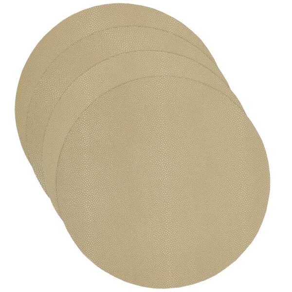 RS4-1015-V3-1 Sweet Pea Linens - Tan Dot Vinyl Wipe Clean Charger-Center Round Placemat - Set of Four (SKU#: RS4-1015-V3) - Main Product Image