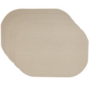 Sweet Pea Linens - Tan Dot Vinyl Wipe Clean Oval Placemats - Set of Four (SKU#: RS4-1040-V3) - Main Product Image